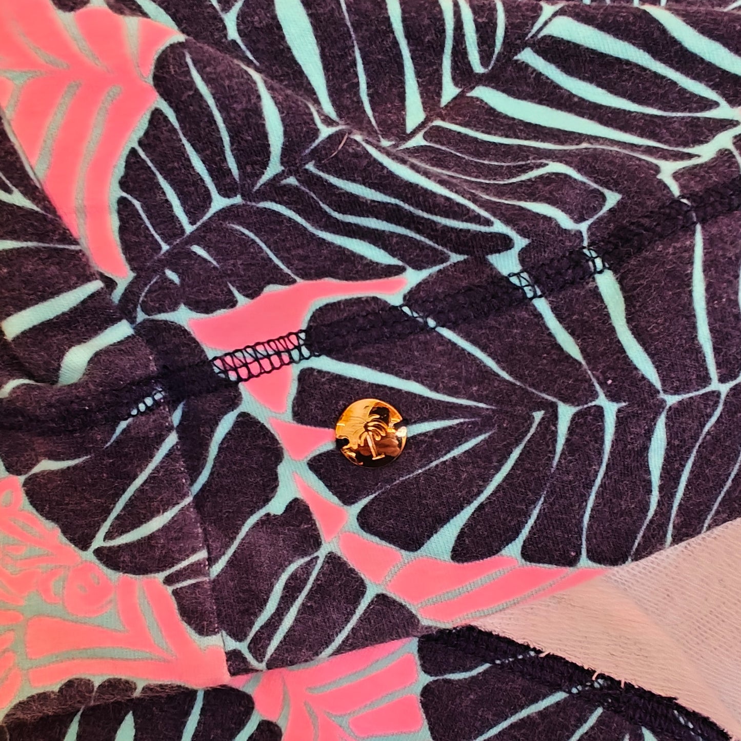 Tropical Print Pink & Navy Stretch T-Shirt Dress