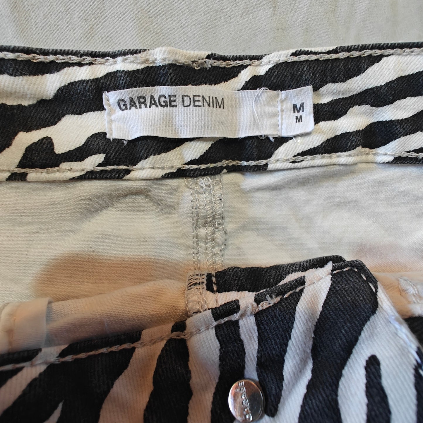 Zebra Print Denim Mini Skirt