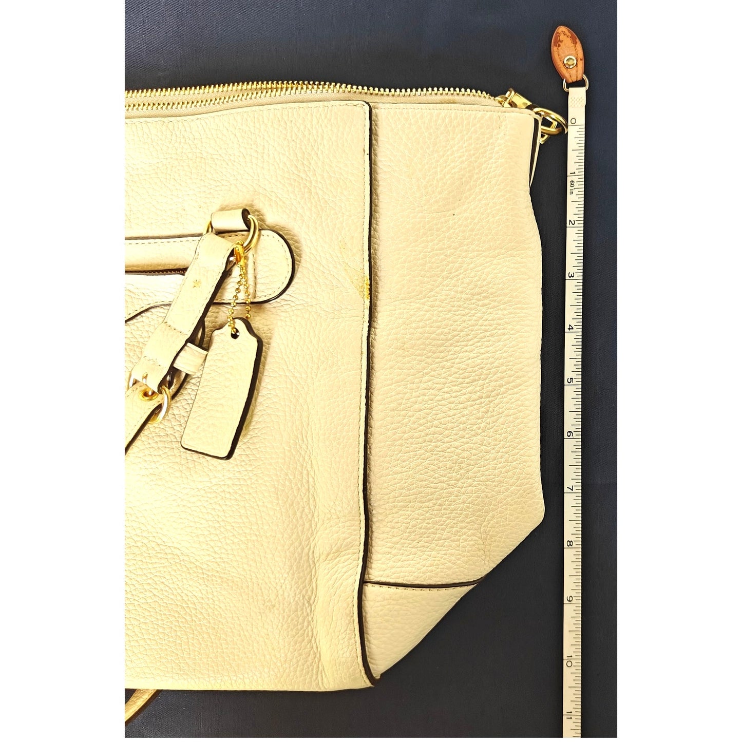 Chalk Pebbled Leather Zip-Top Tote Bag