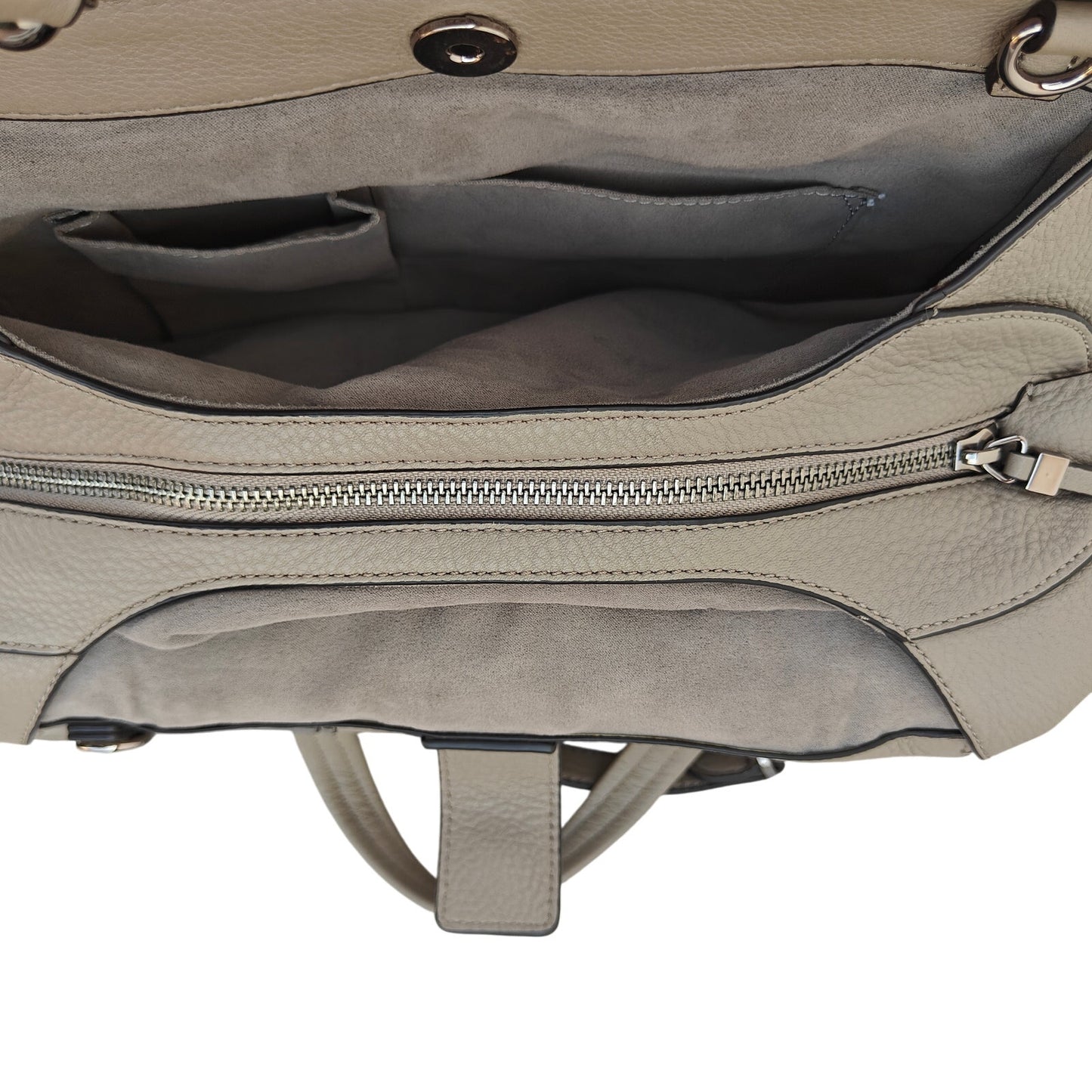 Taupe Snake-Embossed Leather Satchel