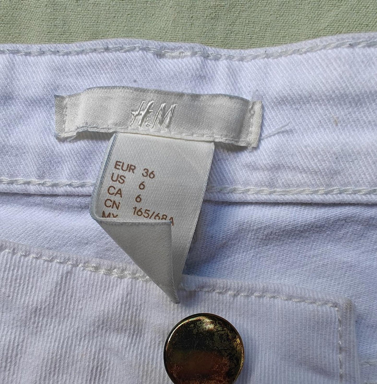 White Denim High Rise Cuffed Shorts