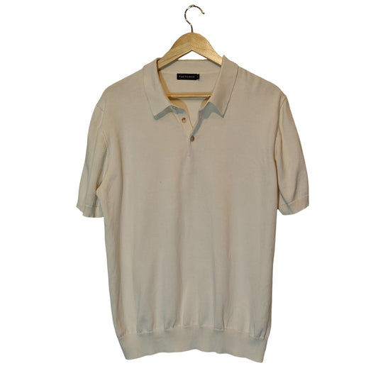 Cream Knit Short Sleeve Polo Shirt