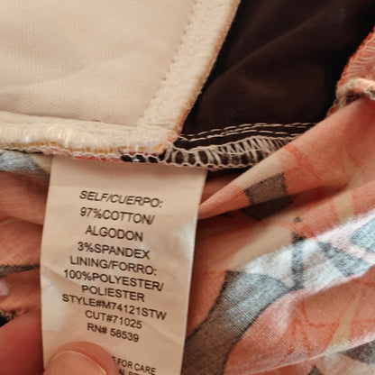 Orange and Brown Floral Empire Waist Midi Dress