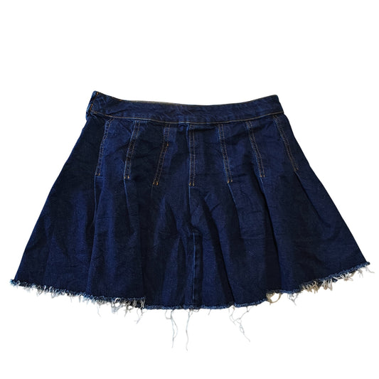 Denim Pleated Skater Skirt