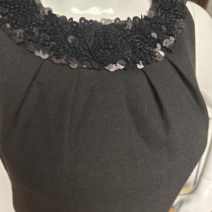 Black Embellished Neck Sheath Dress