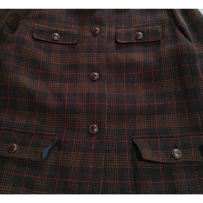Sport Plaid Wool Jacket Coat w/ Contrast Collar