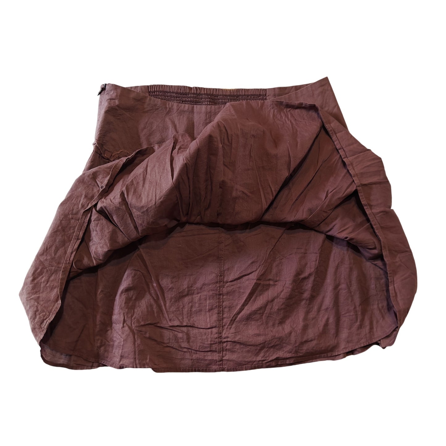 Mauve Cotton Smock Waist Mini Skirt