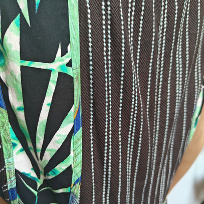 Tropical Print Striped Fit & Flare Dress