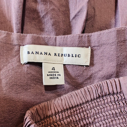 Mauve Cotton Smock Waist Mini Skirt