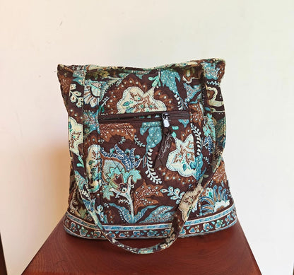 Vera Bradley Quilted Bag in Brown and Aqua