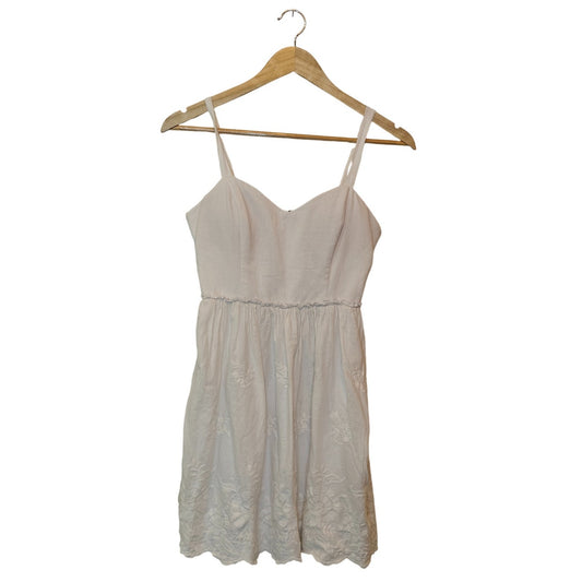 Cream Embroidered Babydoll Mini Dress