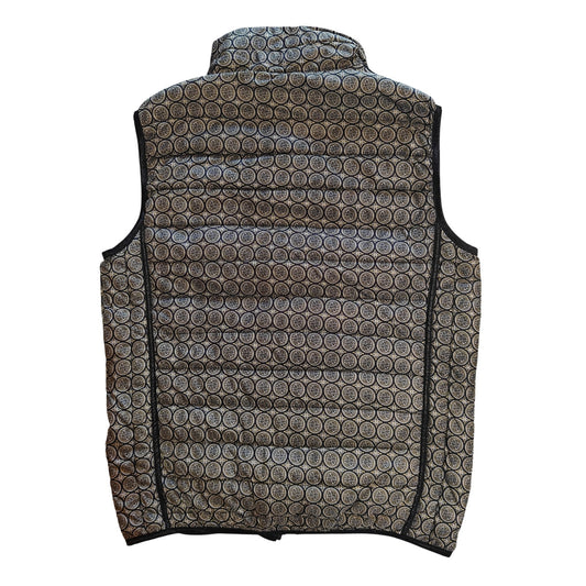 Gray Quilted Geometric Pattern Puffer Vest
