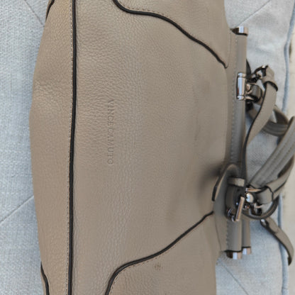 Taupe Snake-Embossed Leather Satchel