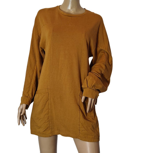Mustard Long-Sleeve Sweatshirt Dress
