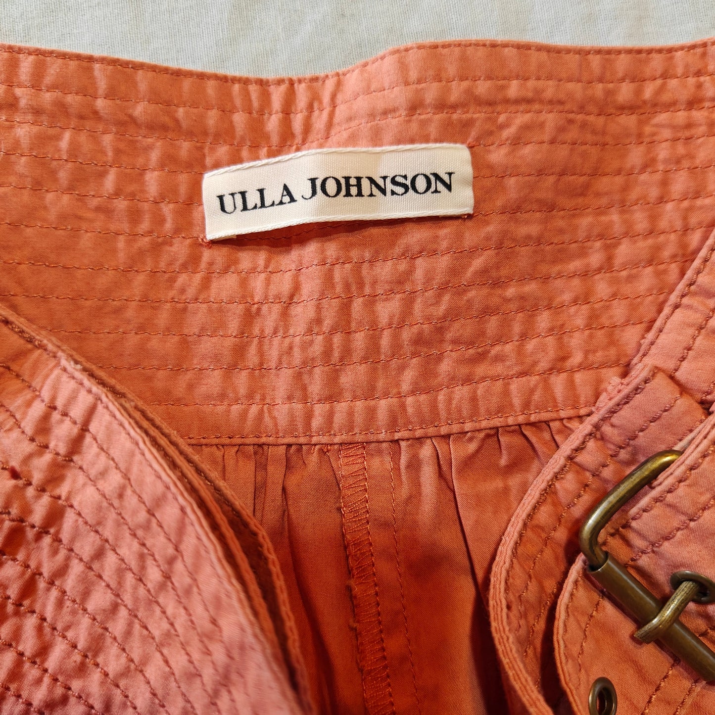 Coral Cotton Poplin Belted Shorts