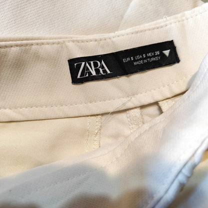 Zara Cream Skort Wrap Front Tailored High Waist Size Small