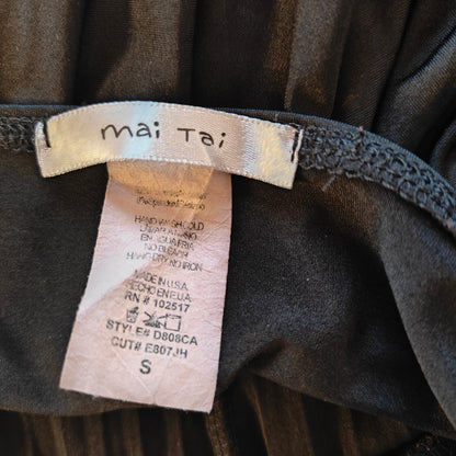 Black Pleated Empire Waist Slip Dress