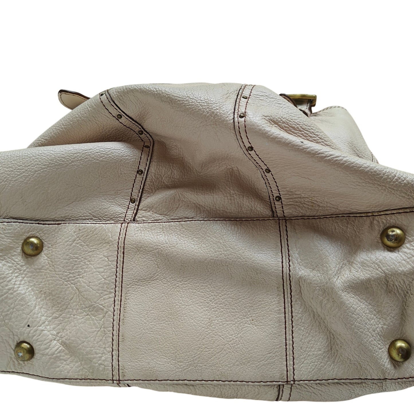 White Pebbled Leather Tote Bag