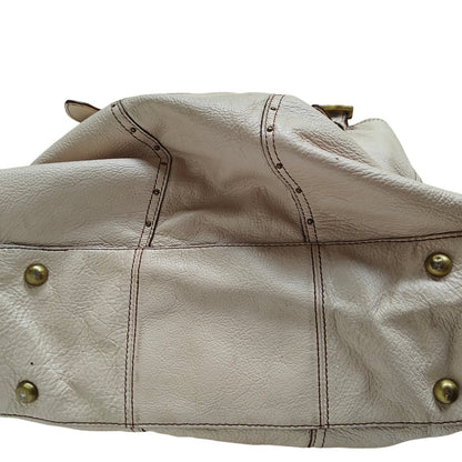 White Pebbled Leather Tote Bag