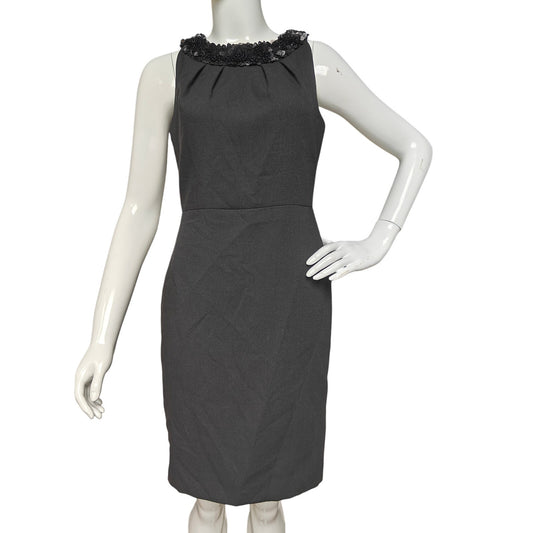 Black Embellished Neck Sheath Dress