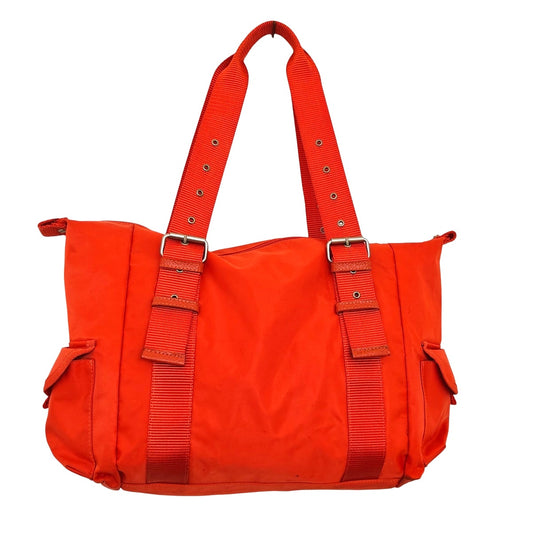 Orange Nylon Tote Bag With Adjustable Straps