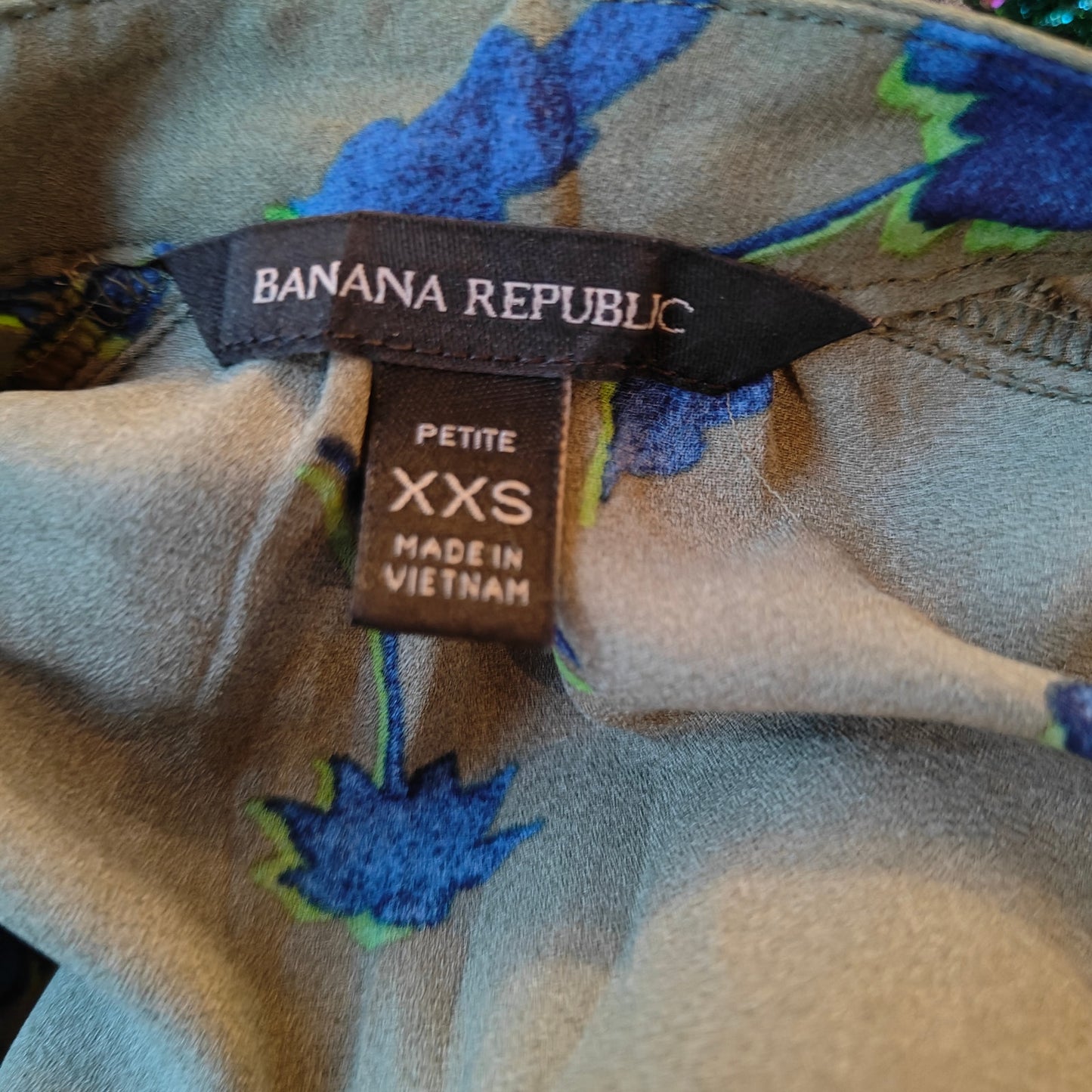 Green and Blue Floral Long-Sleeve Dress