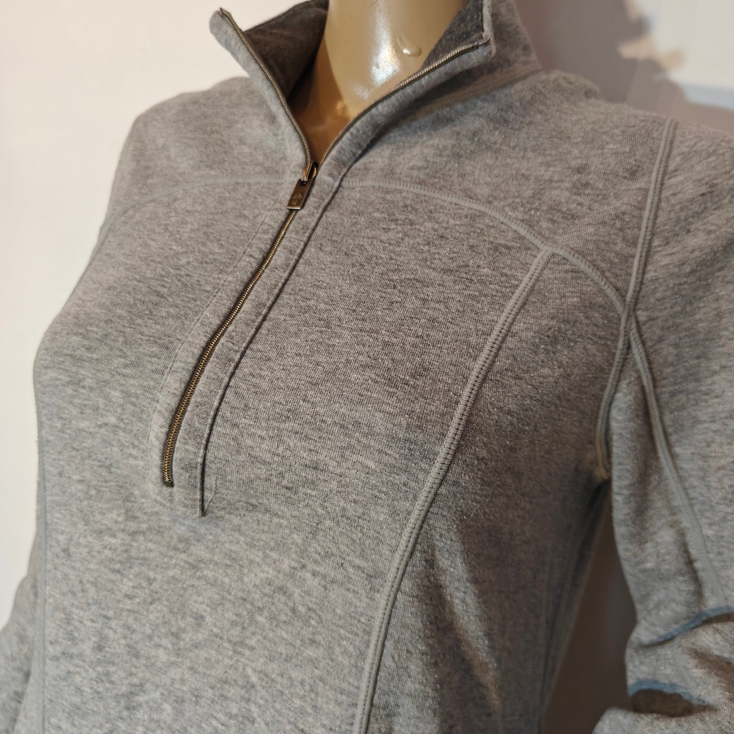 Gray Quarter-Zip Long-Sleeve Sweatshirt Dress