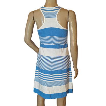 Blue and White Striped Racerback Tank Dress