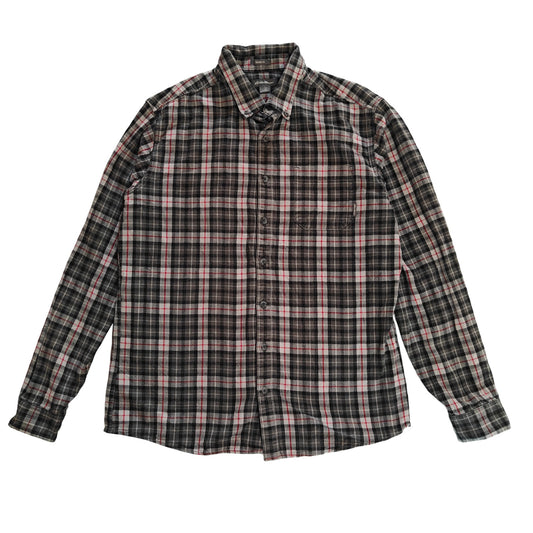 Classic Fit Gray Plaid Flannel Button-Down Shirt