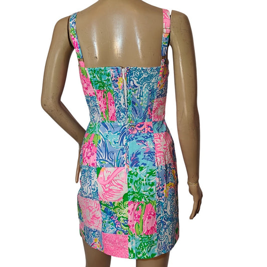 Pink Patchwork Smocked Mini Dress