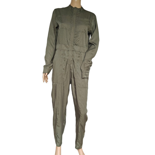 Olive Green Lyocell Utility Jumpsuit