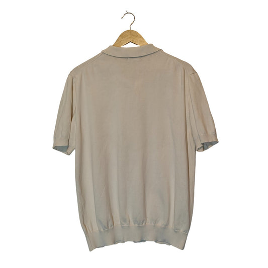 Cream Knit Short Sleeve Polo Shirt