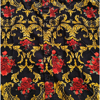 Black Baroque Floral Button Down Shirt