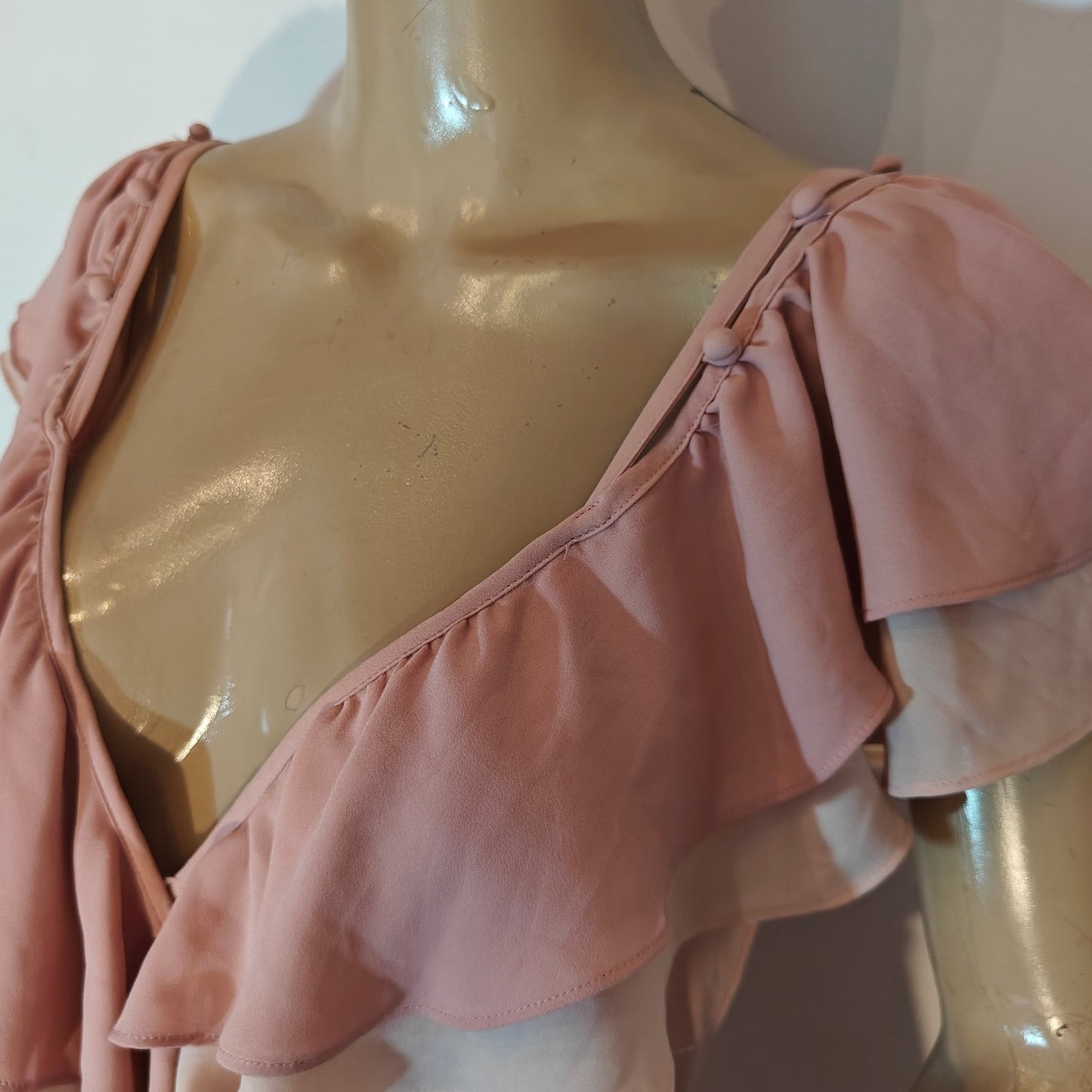 Blush Pink Ruffle Wrap Dress