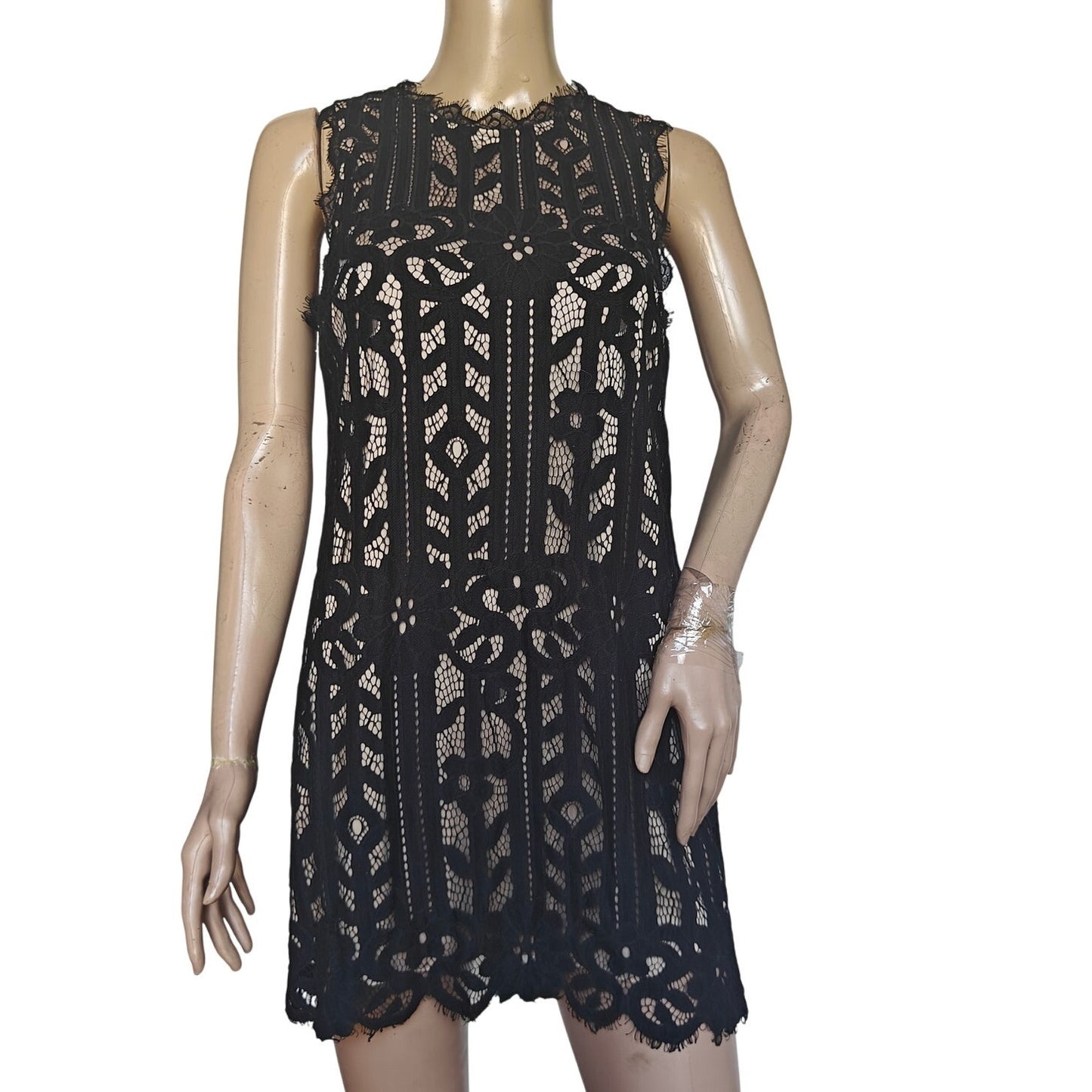Black Lace Sleeveless Shift Dress