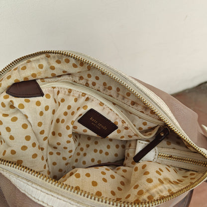 Taupe Leather Hobo Shoulder Bag