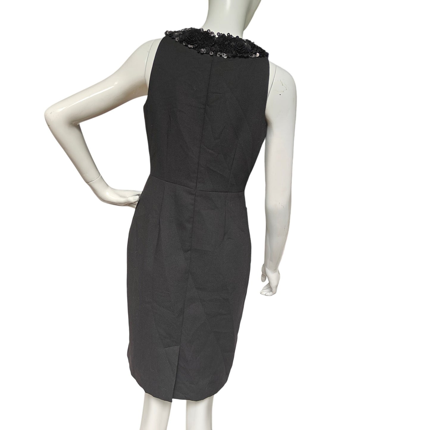 Black Embellished Neck Sheath Dress