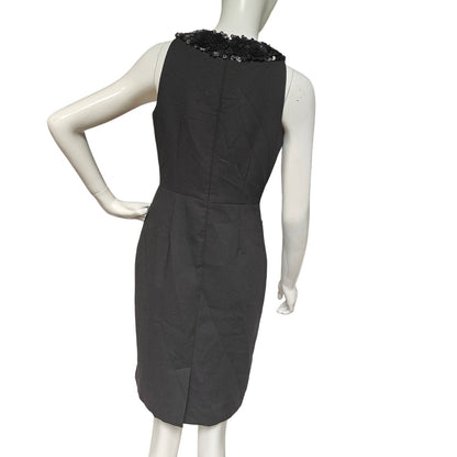 Black Embellished Neck Sheath Dress