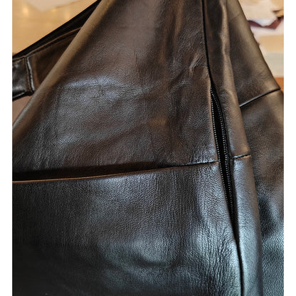 Black Leather Dress with Front Pockets