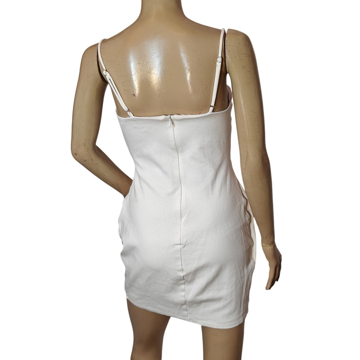 White Draped Tulip Hem Mini Dress