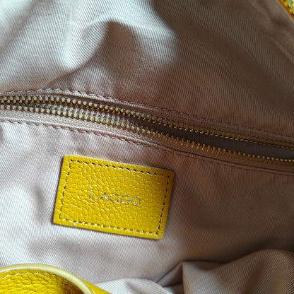 Yellow Pebbled Leather Hobo Shoulder Bag