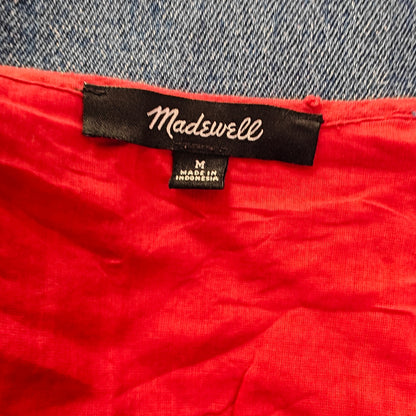 Red Tiered Midi Dress With Puff Sleeves