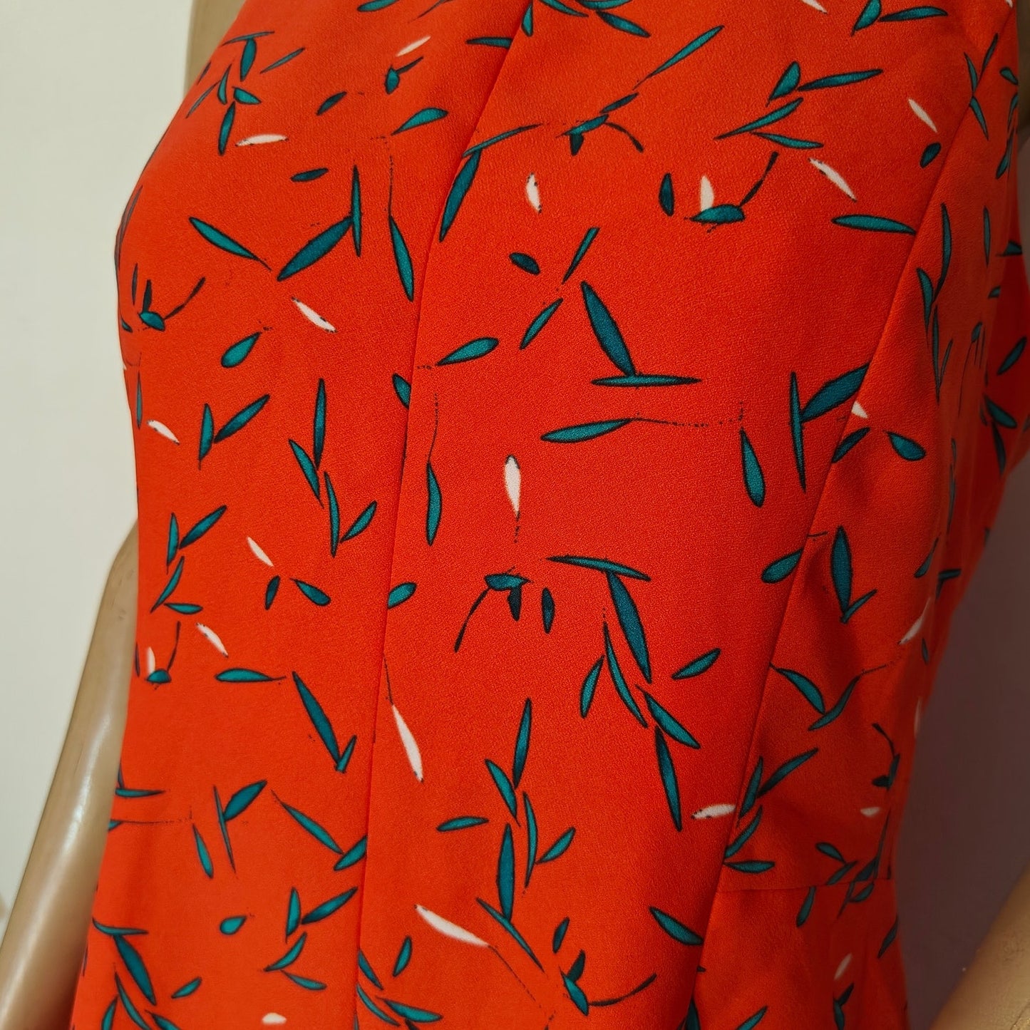 Orange Printed Sleeveless Fit & Flare Dress