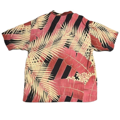 100% Silk Pink and Cream Tropical Print Camp Shirt