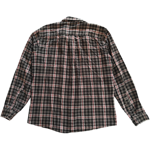 Classic Fit Gray Plaid Flannel Button-Down Shirt