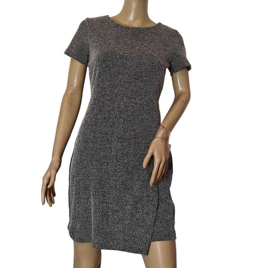 Gray Faux Wrap Knit Dress
