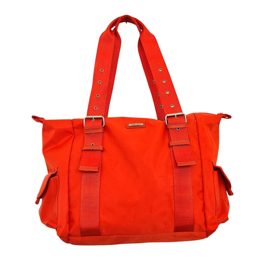 Orange Nylon Tote Bag With Adjustable Straps