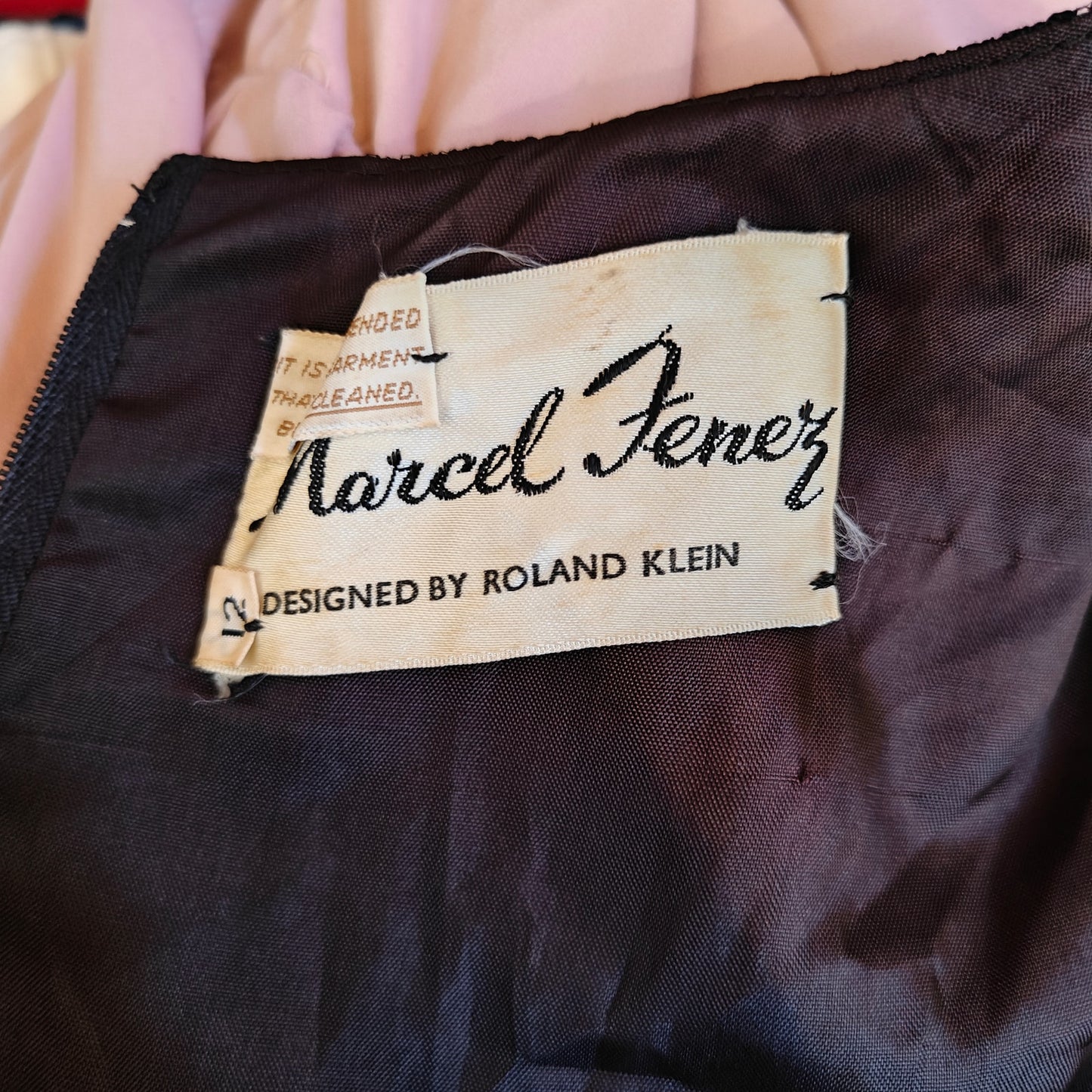 Vintage Marcel Fenez by Roland Klein Black Lace Ruffle Midi Cocktail Dress