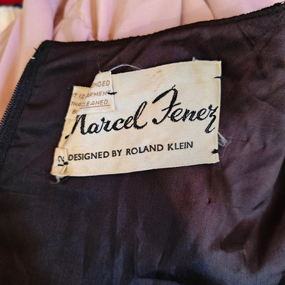 Vintage Marcel Fenez by Roland Klein Black Lace Ruffle Midi Cocktail Dress