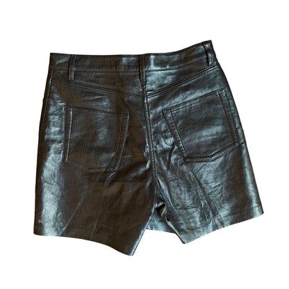 Black Vegan Leather High Rise Shorts